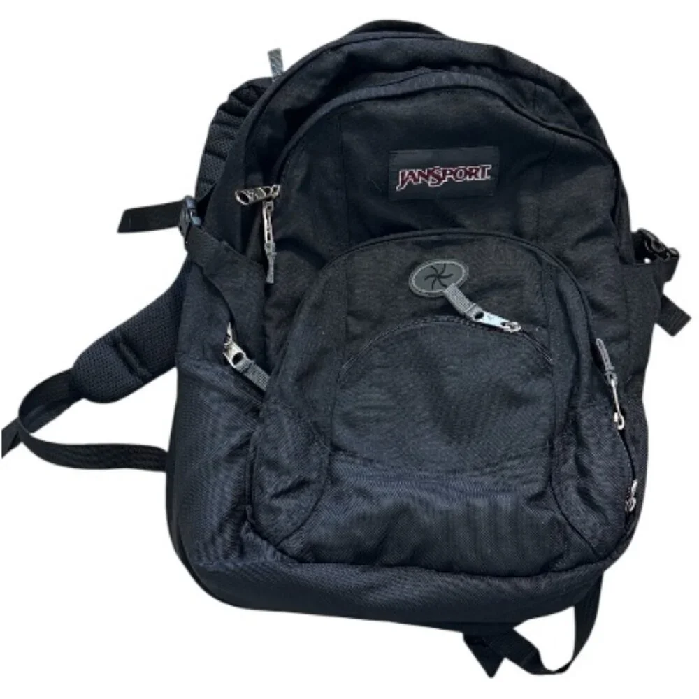 Jansport Airlift Backpack Multiple Zippers Large Black Hiking Outdoor Computer